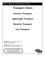 Invacare TRAN19FR Owners Manual