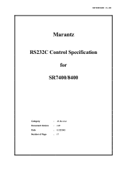 Marantz SR8400 SR8400 RS-232C Command Codes
