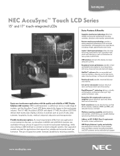 NEC ASLCD72VX-BK-TR AccuSync LCD Touch LCD Series Spec Brochure