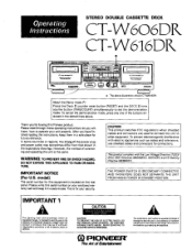Pioneer CT-W616DR Operating Instructions