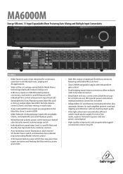 Behringer EUROCOM MA6000M Spec Sheet