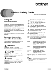 Brother International ImageCenter„ ADS2000 Product Safety Guide - English