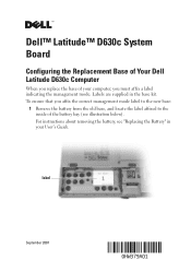 Dell Latitude D630 Tech sheet - Base Assembly