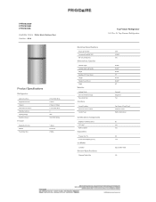 Frigidaire FFTR1835VB Product Specifications Sheet
