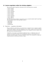 Lenovo G50-45 Lenovo Regulatory Notice (United States & Canada) - Lenovo G Z Series
