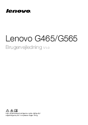 Lenovo G465 Lenovo G465/G565 Brugervejledning V1.0