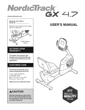 NordicTrack Gx 4.7 Bike English Manual