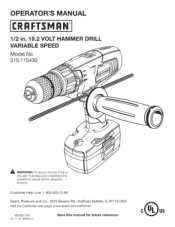 Craftsman 11543 Operation Manual