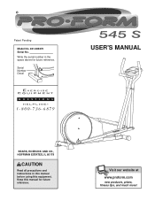 ProForm 545s English Manual