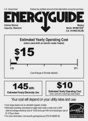 Maytag MHW8100DW Energy Guide