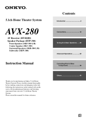 Onkyo AVX280 Owner Manual