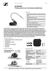 Sennheiser IE 500 PRO Product Specification IE 500 PRO