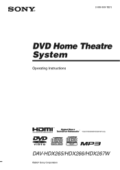 Sony DAV-HDX265 Operating Instructions