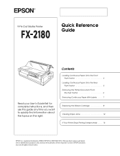 Epson FX-2180 User Setup Information