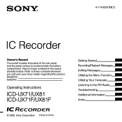 Sony ICD-UX71/PNK Operating Instructions