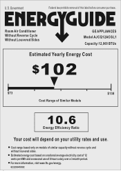 GE AJCQ12ACG Energy Guide