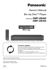 Panasonic DMP-UB300 Owners Manual