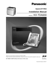 Panasonic KX-TDA600 Installation Manual