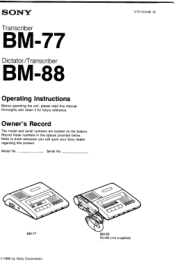 Sony BM-77 Users Guide