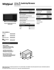 Whirlpool WMC30516HV Specification Sheet