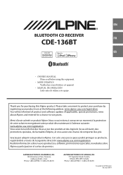 Alpine CDE-136BT Owner's Manual (french)