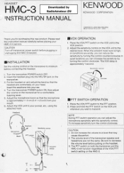 Kenwood HMC-3 Instruction Manual