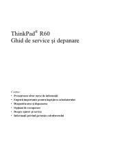 Lenovo ThinkPad R60e (Romanian) Service and Troubleshooting Guide
