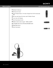 Sony NWZ-B133F Marketing Specifications (Black)