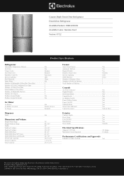 Electrolux ERFG2393AS Product Specifications Sheet