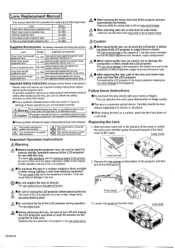 Hitachi X1250 Lens Replacement Manual