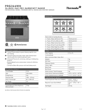 Thermador PRG366WH Product Spec Sheet