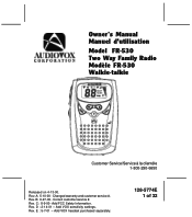 Audiovox FR530 Owners Manual