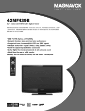 Magnavox 42MF439B Product Spec Sheet