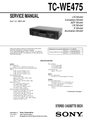 Sony WE475 Service Manual