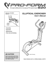 ProForm Cardio Crosstrainer 820 Elliptical English Manual