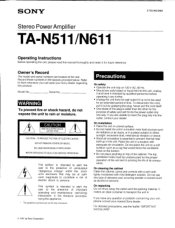 Sony TA-N511 Users Guide