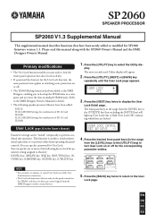 Yamaha SP2060 SP2060 V1.3 Supplementary Manual