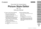 Canon EOS Rebel XS 18-55IS Kit Picture Style Editor 1.8 for Windows Instruction Manual