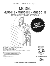 LiftMaster MJ MJ5011E Installation-2008 Manual