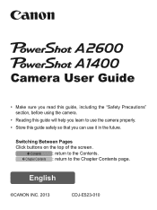Canon PowerShot A2600 Silver Extended User Guide