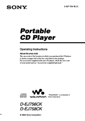 Sony D-EJ756CK Operating Instructions  (primary manual)