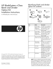 HP BLc3000 BladeSystem c-Class Blank and Divider Option Kit Installation Instructions for HP BladeSystem c-Class Enclosures