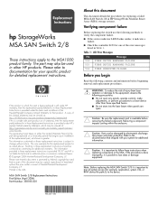 HP StorageWorks Modular Smart Array 1000 HP StorageWorks MSA SAN Switch 2/8 Replacement Instructions (April 2004)