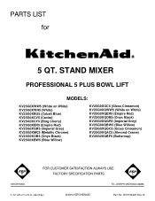 KitchenAid KV25G0XER Parts List