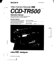 Sony CCD-TR500 Primary User Manual