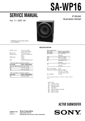 Sony SA-WP16 Service Manual
