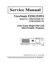 ViewSonic PJ501 Service Manual