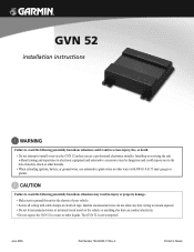 Garmin GVN 52 Installation Instructions