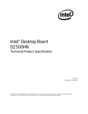 Intel D2500HN Technical Product Specification for Intel Desktop Board D2500HN