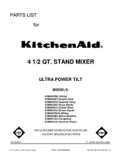 KitchenAid KSM95SM Parts List